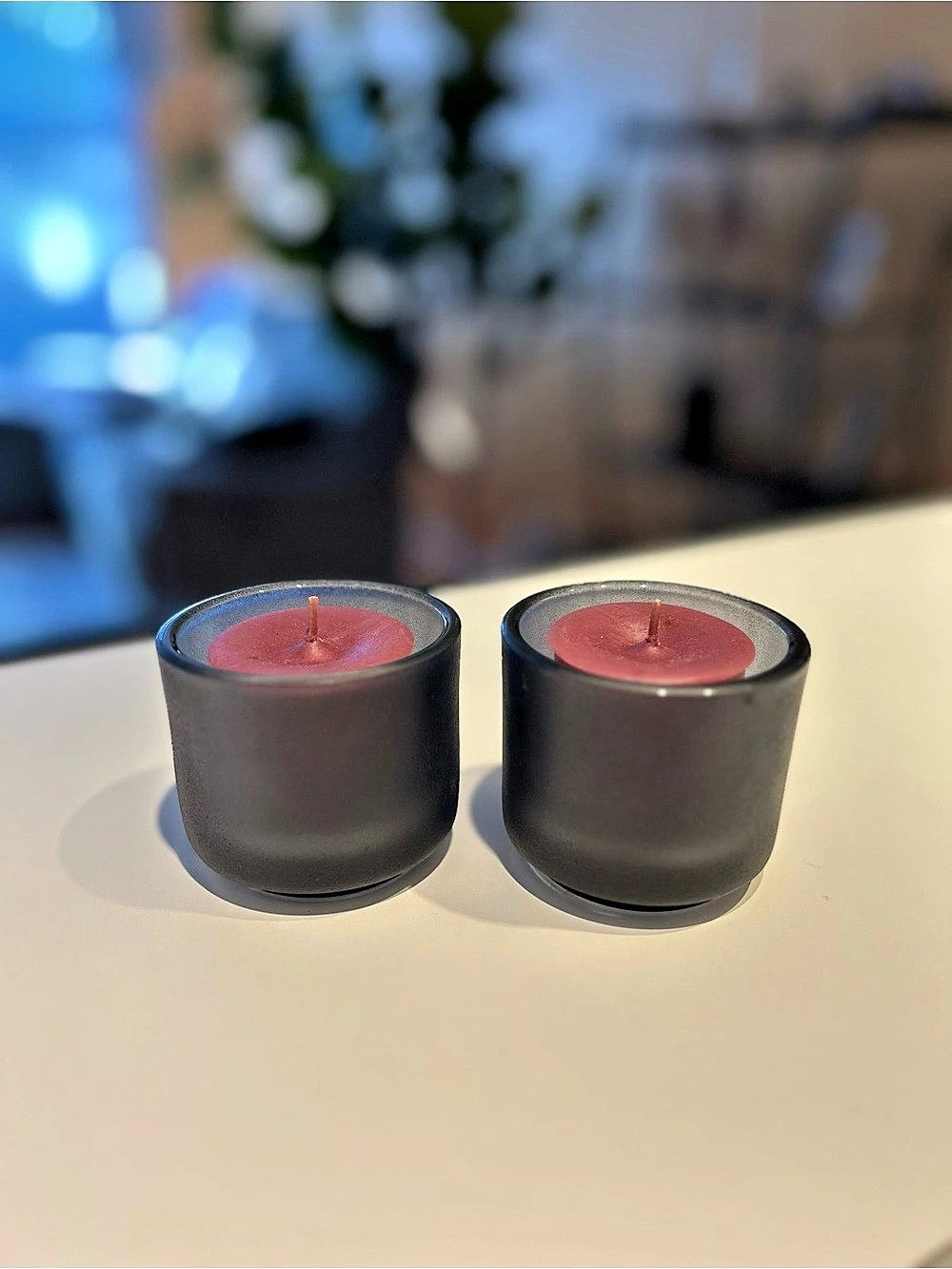Votive Candle Set - Frosted Black/Grey Glass